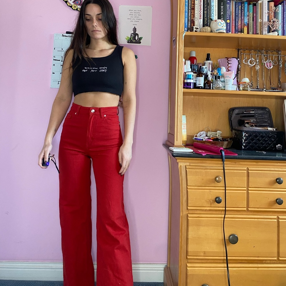 red jeans